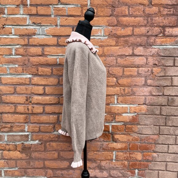 [SOLD on eBay] Boden Wool Blend Knit Pink Ruffle Collar Brown Cardigan Sweater - Picture 9 of 11